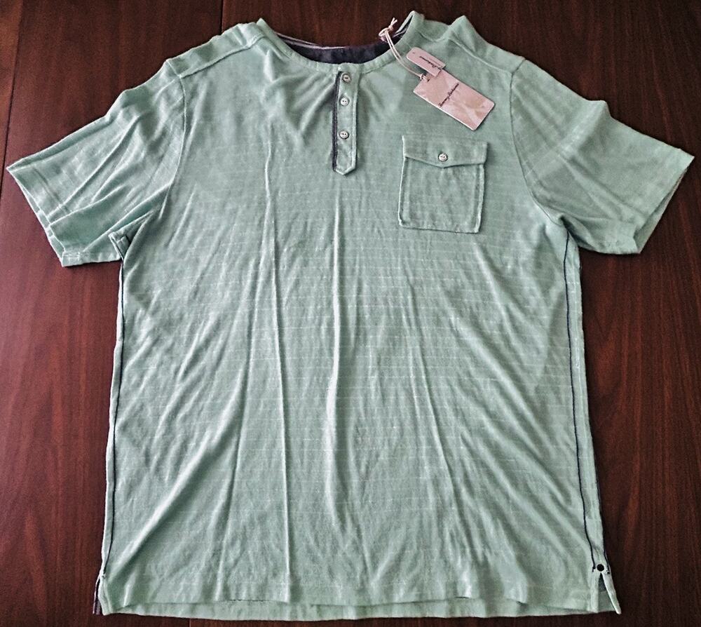 Tommy Bahama Wakulla Springs Henley Short-Sleeve Striped Shirt, Mint Mojito - XL